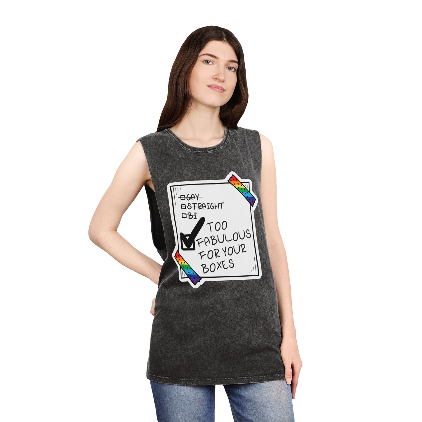 Unisex Stonewash Gay Pride Tank Top