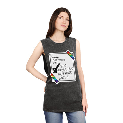 Unisex Stonewash Gay Pride Tank Top