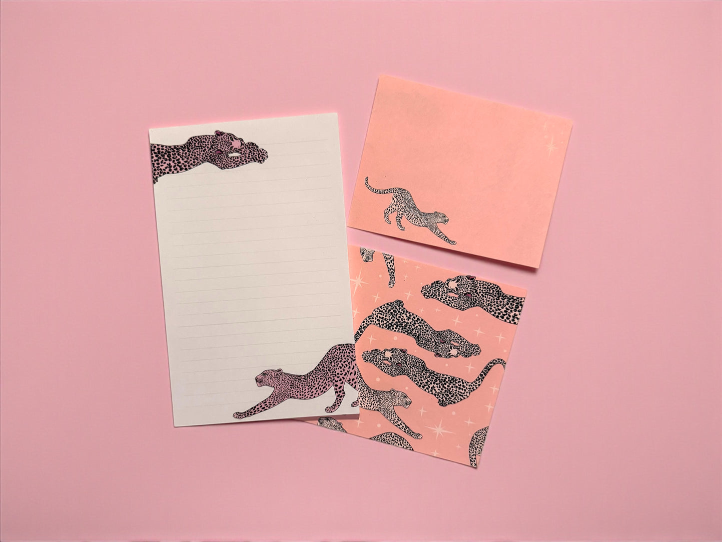 Pink Leopard Stationery Set