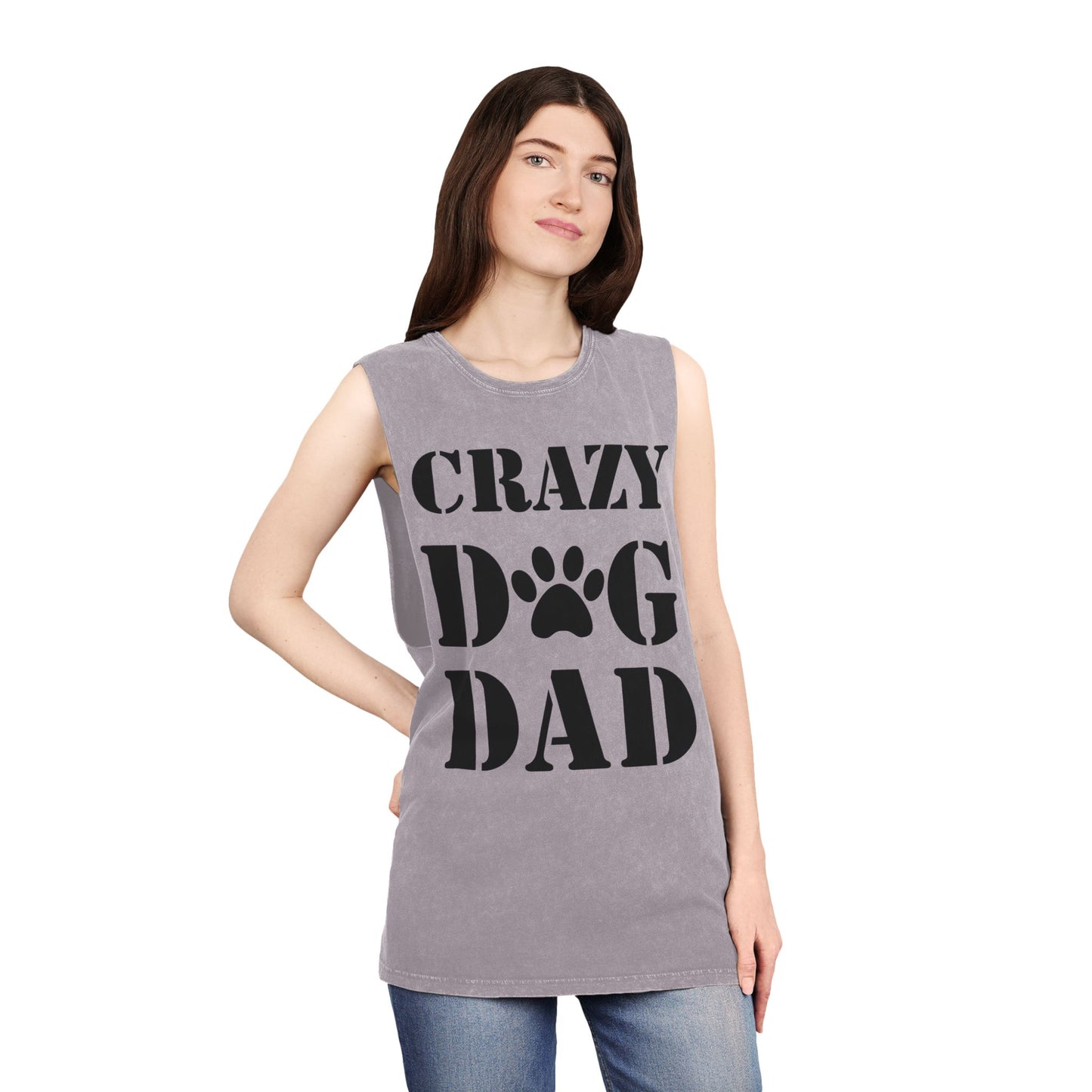 Unisex Stonewash Dog Dad Tank Top