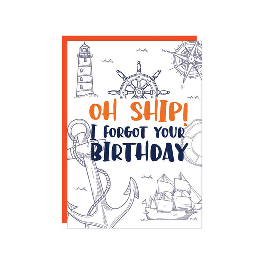 Oh ship! Belated Birthday Nautical Card