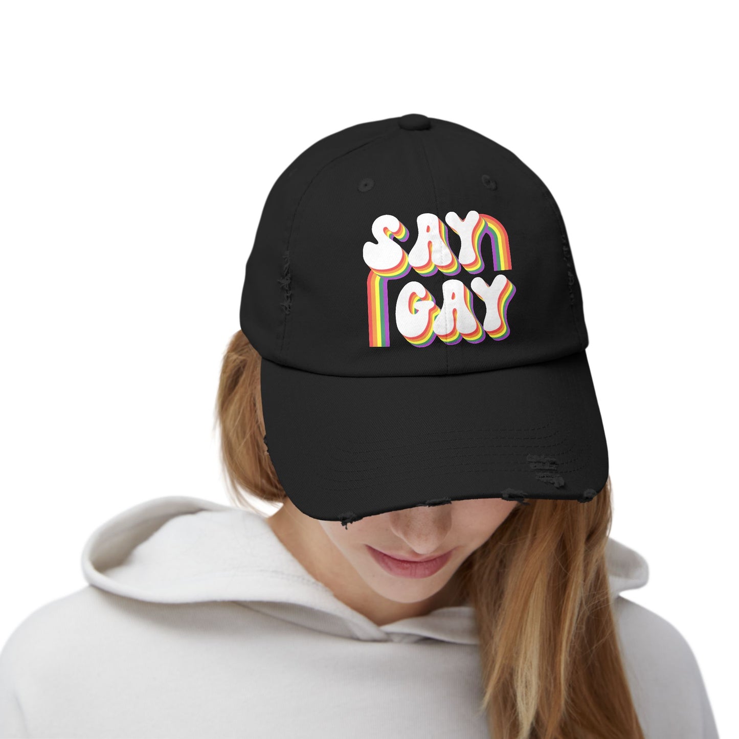 Say Gay Distressed Cap