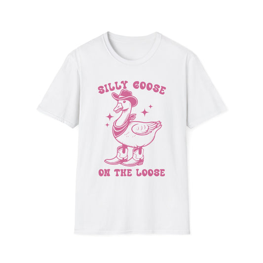 Silly Goose Unisex Softstyle T-Shirt, Fun Tee for Parties, Unique Gift for Animal Lovers, Casual Wear, Funny Statement Shirt