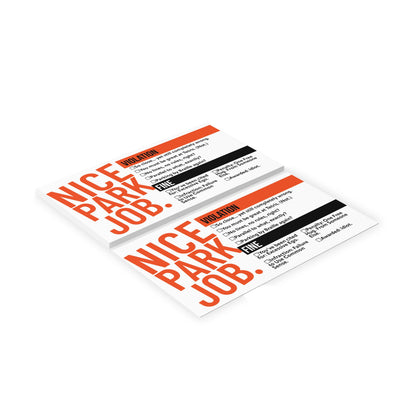 Nice Park Job Ticket Handout Cards