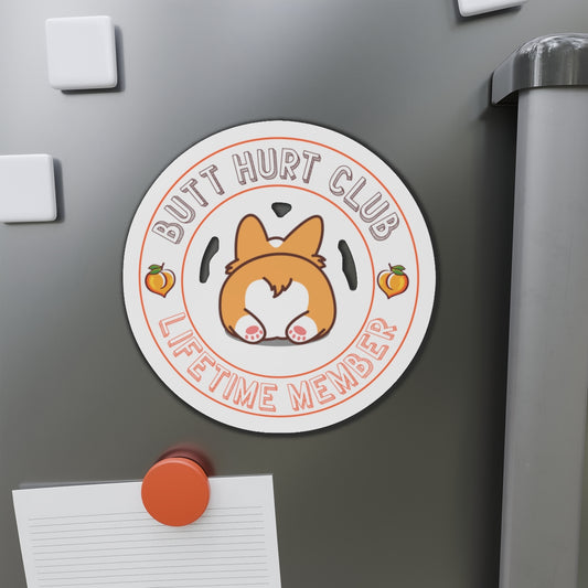 Butt Hurt Club Die-Cut Magnet, Funny Corgi Gift