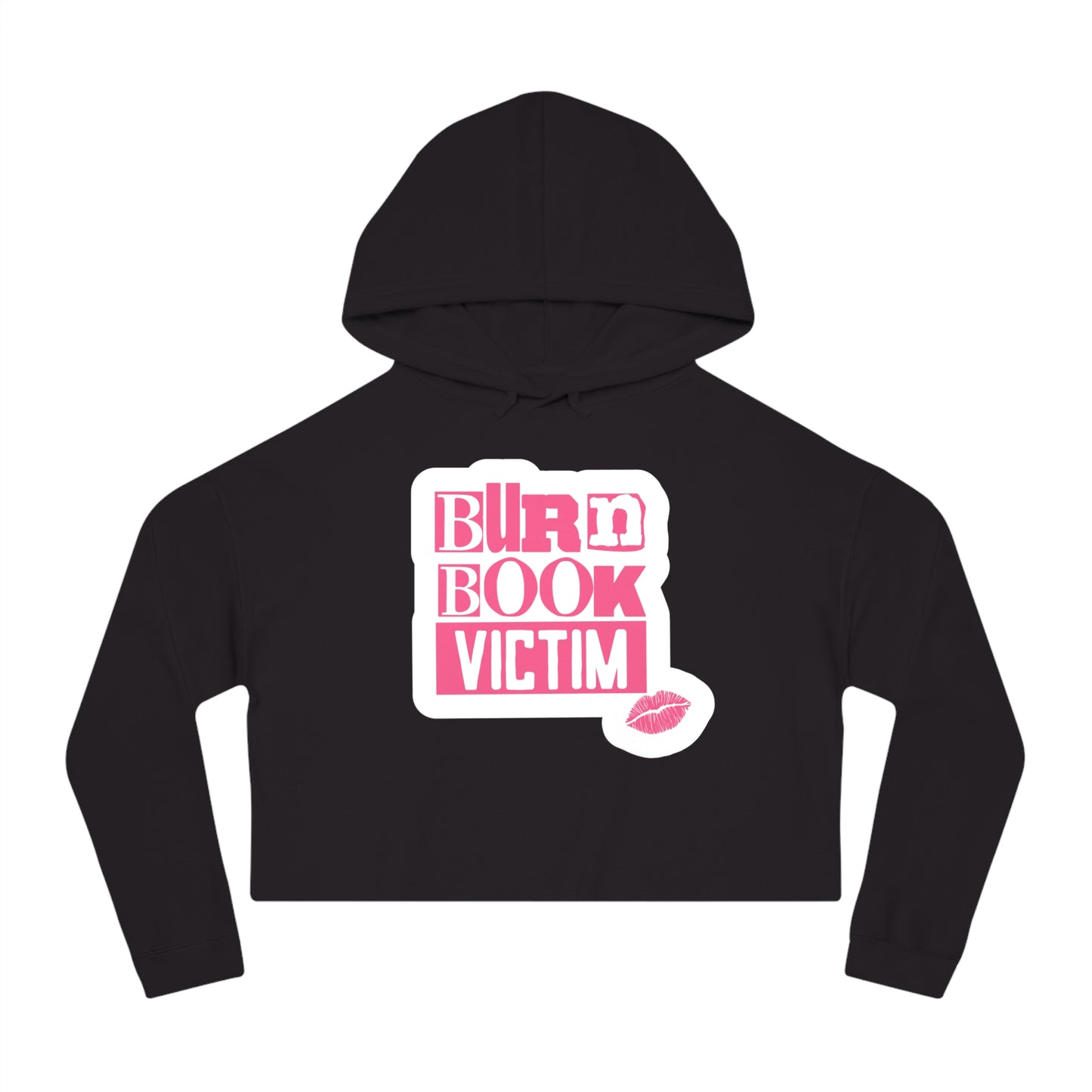 Cropped Hooded Sweatshirt with 'Burn Book Victim' Design