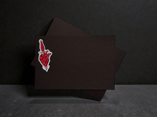 Heart + Dagger Black Notecards