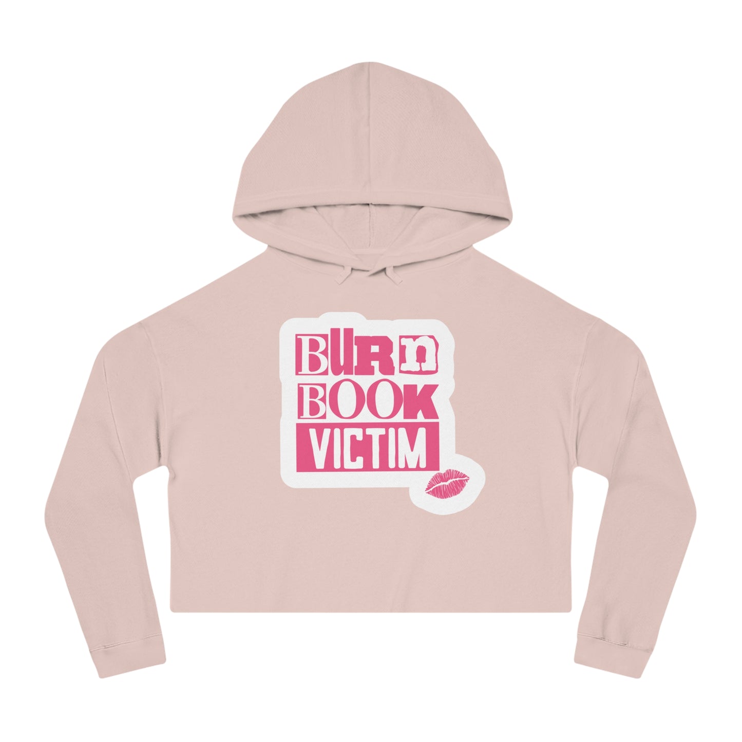 Cropped Hooded Sweatshirt with 'Burn Book Victim' Design