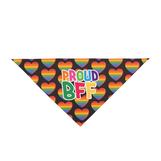 Proud BFF Pet Bandana - Rainbow Heart Design
