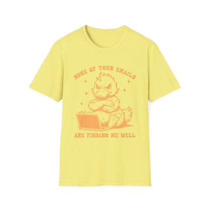 Funny Duck Email T-Shirt, Quirky Unisex Tee for Office, Great for Work from Home, Gifts for Email Lovers, Casual Wear