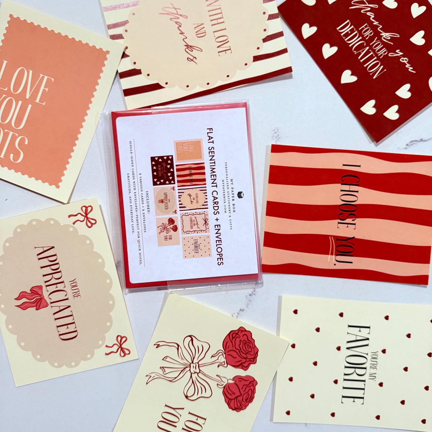 Flat Sentiment Cards + Envelopes