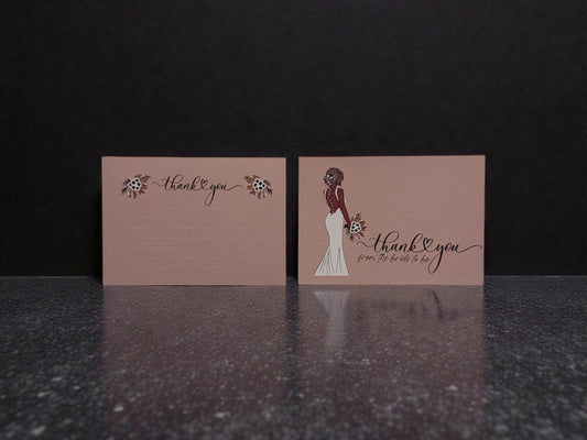 Bride-to-Be Pink Linen Thank You Cards