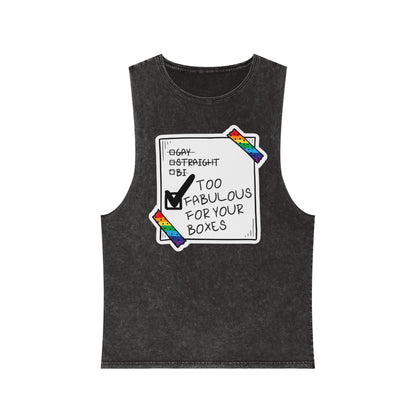 Unisex Stonewash Gay Pride Tank Top