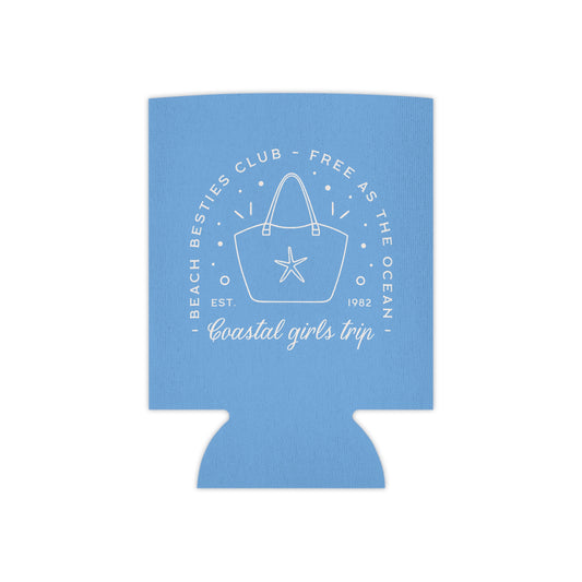 Custom Beach Can Cooler, Tropical Drink Holder, Summer Party Favor, Coastal Girls Trip, Gift for Best Friends, Beach Bib