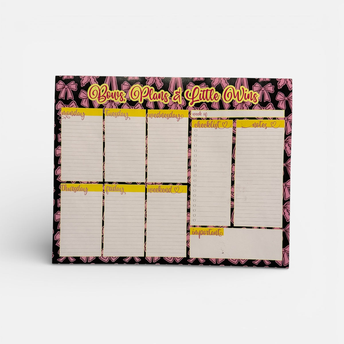 “Bows, Plans & Little Wins” Weekly Notepad