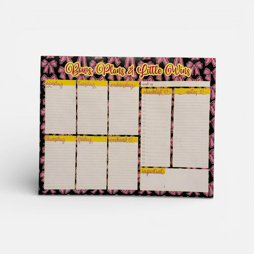 “Bows, Plans & Little Wins” Weekly Notepad