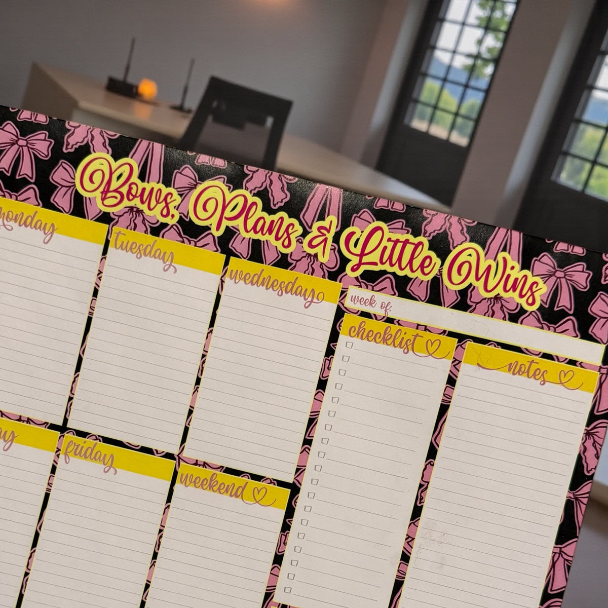 “Bows, Plans & Little Wins” Weekly Notepad