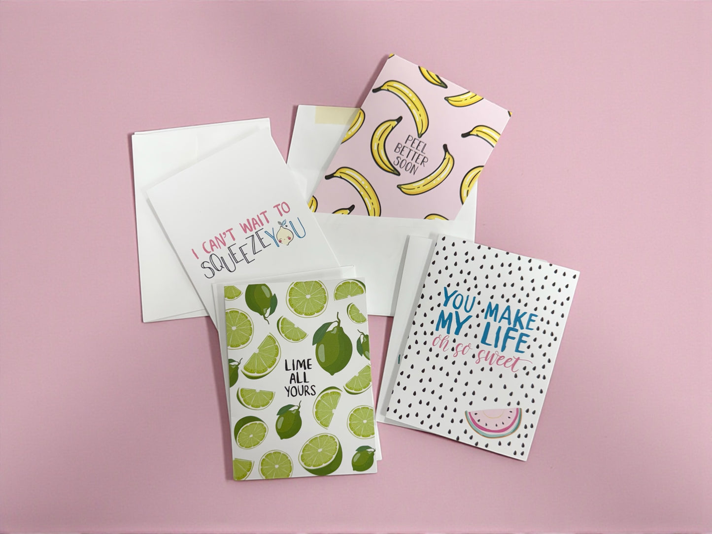 Fruit Pun Greeting Card Set — Boxed A2 Cards with Envelopes