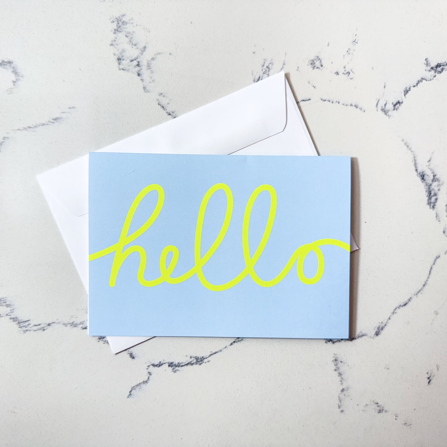 Hello Neon on Blue Greeting Card