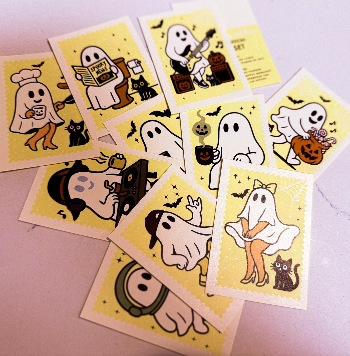 Spooky Cute Ghost “Stamp” Gift Tags – Set of Mini Halloween Cards