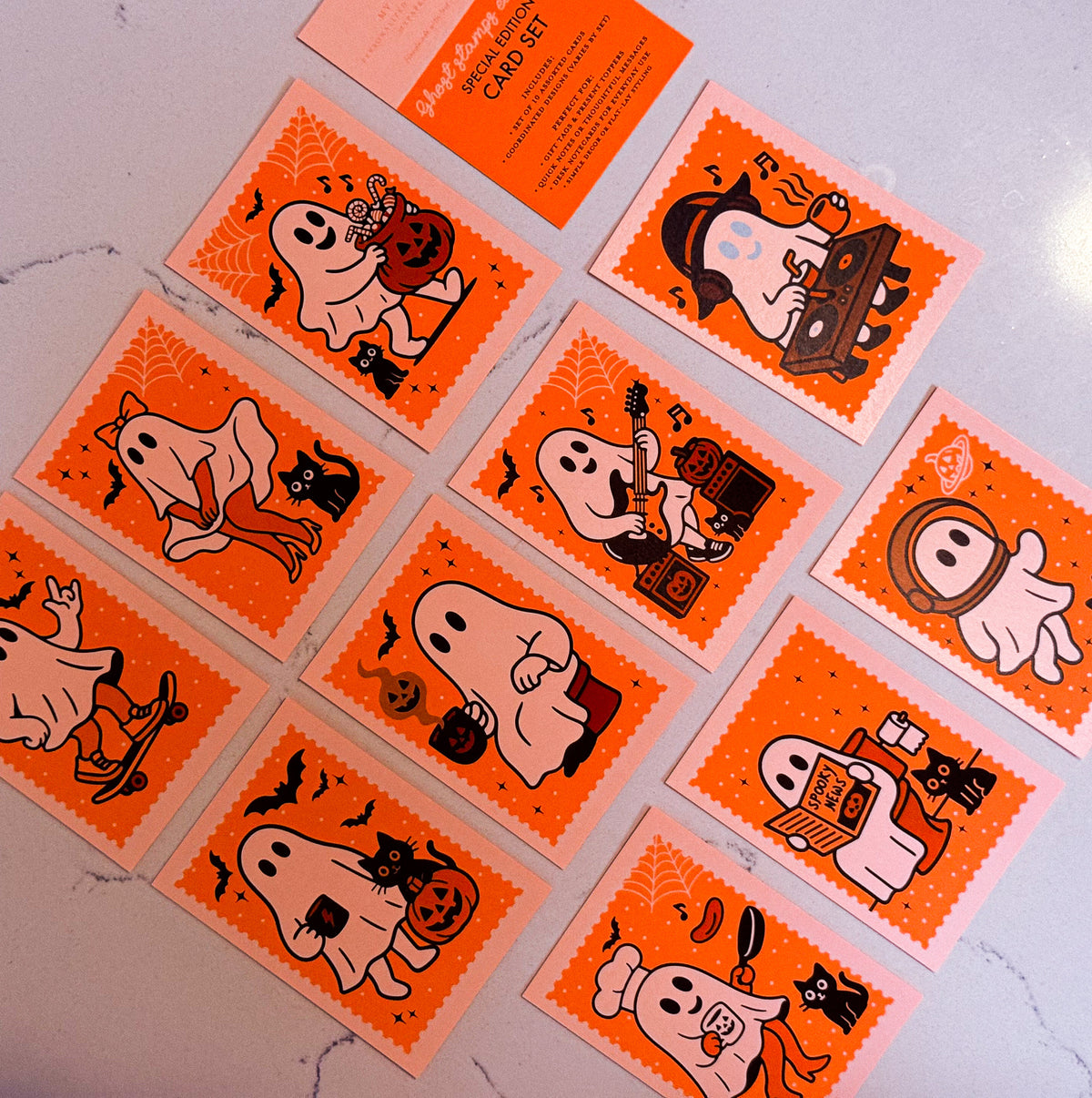 Spooky Cute Ghost “Stamp” Gift Tags – Set of Mini Halloween Cards
