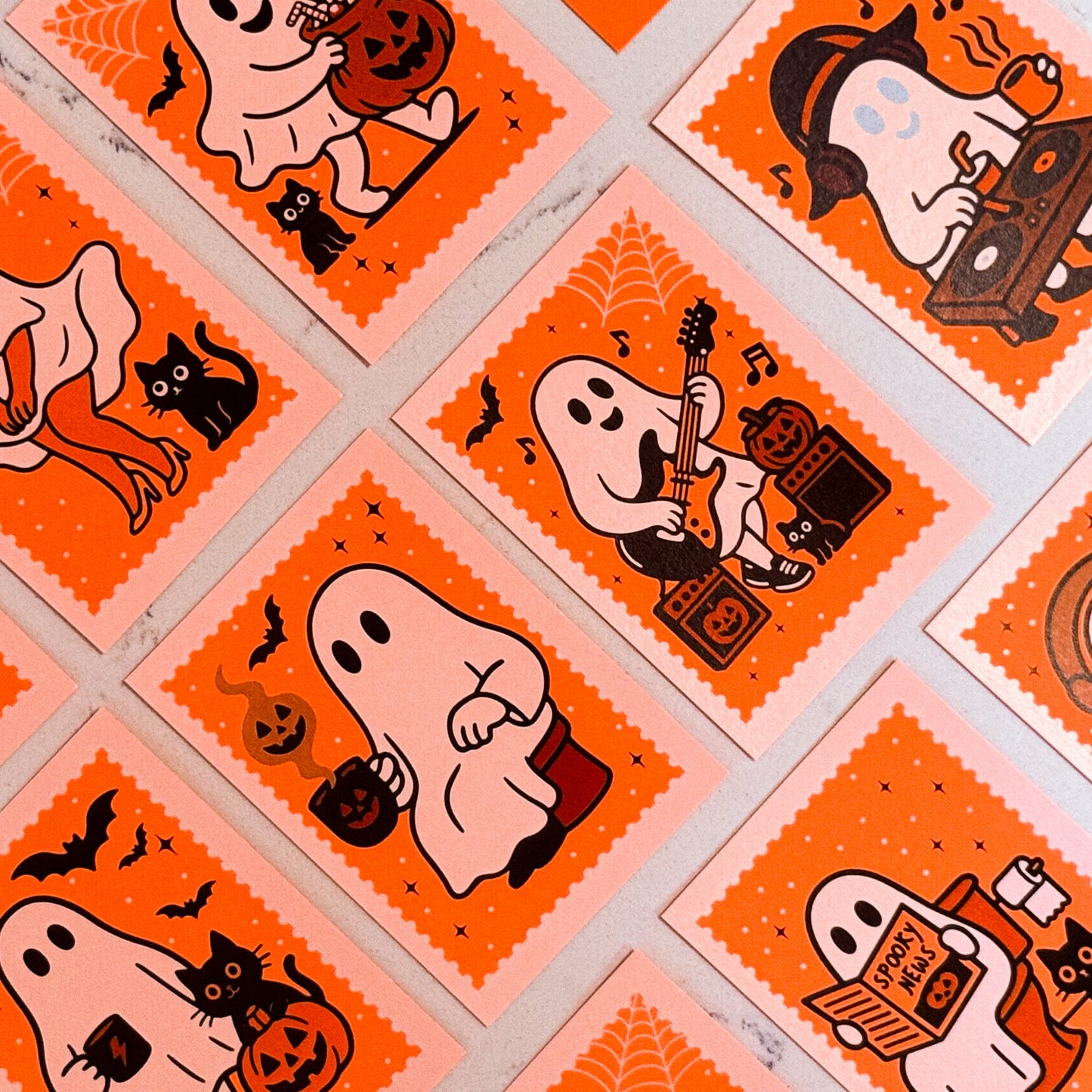 Spooky Cute Ghost “Stamp” Gift Tags – Set of Mini Halloween Cards