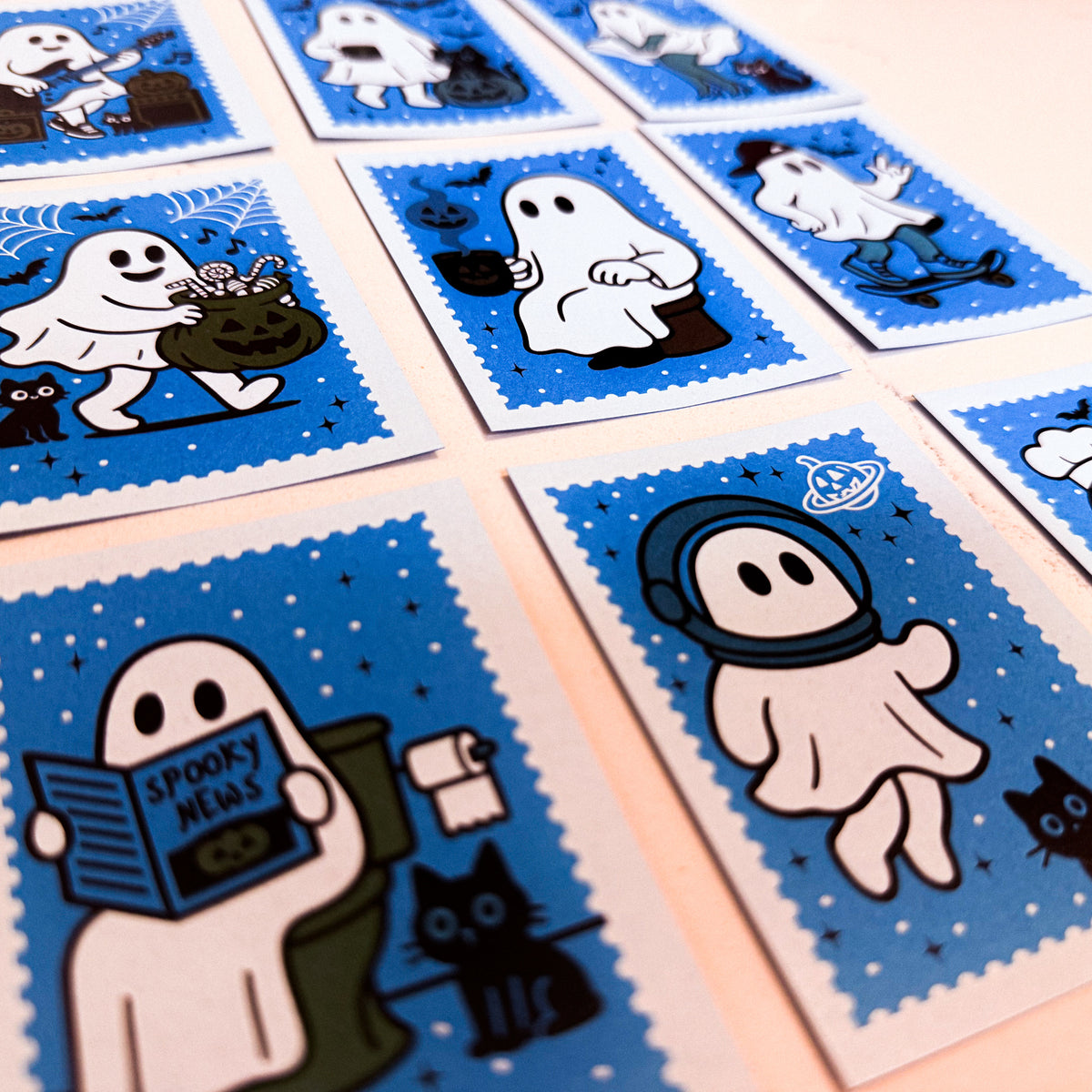 Spooky Cute Ghost “Stamp” Gift Tags – Set of Mini Halloween Cards