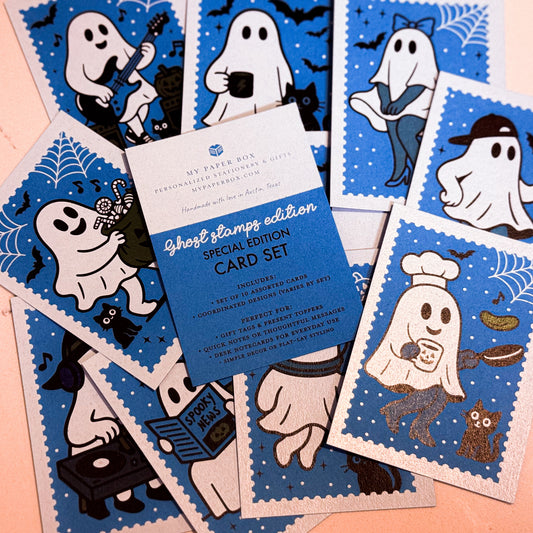 Spooky Cute Ghost “Stamp” Gift Tags – Set of Mini Halloween Cards