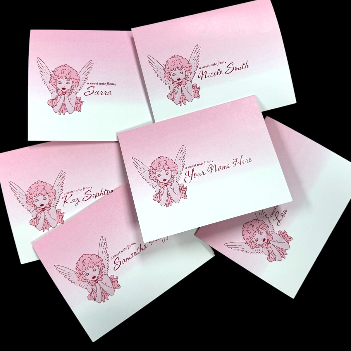 Personalized Angel Note Card –  Set Of 10 - A2 Folded Card