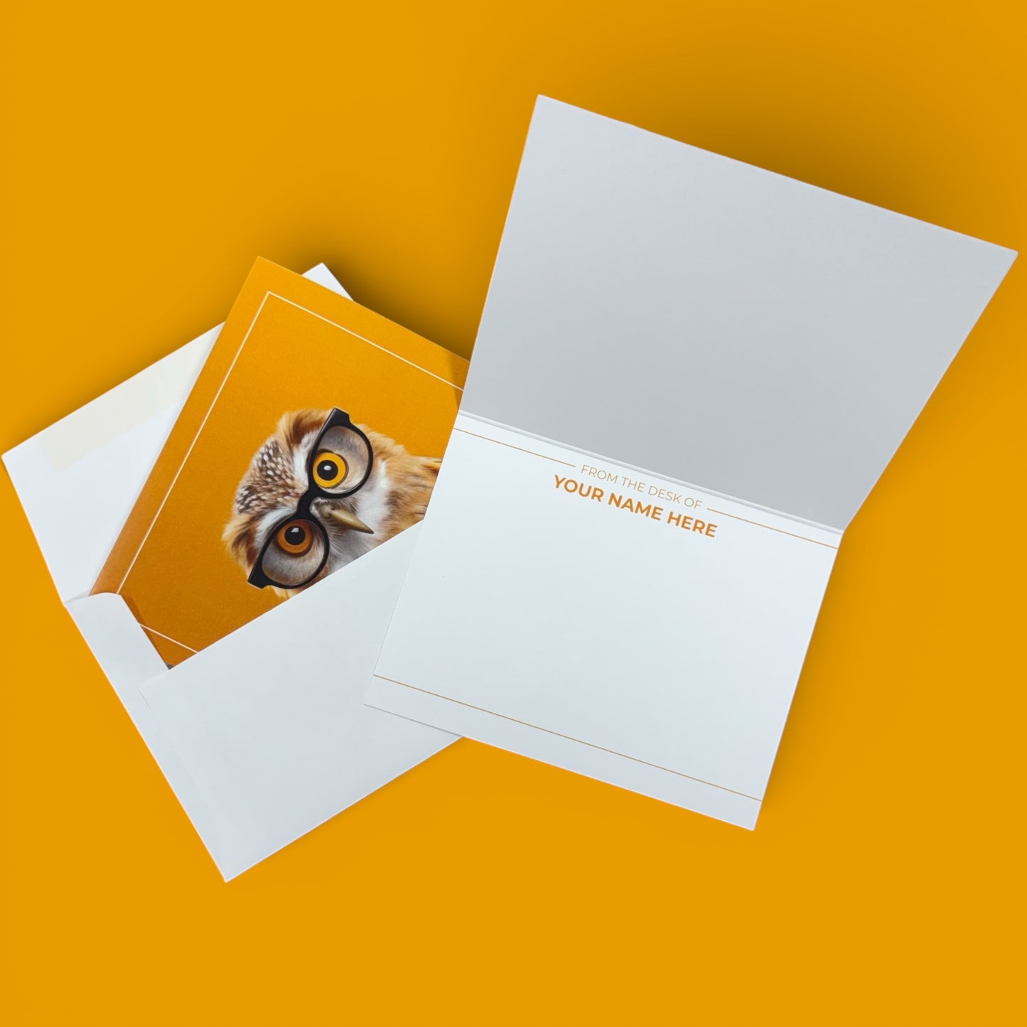 Personalized Owl Folded Card – A2 Note Card with Custom Inside Message