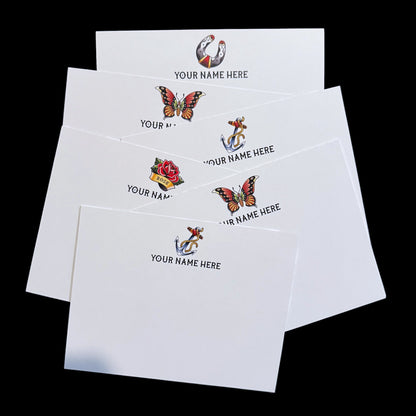 Set of 10 Personalized Tattoo Notecards Various Designs