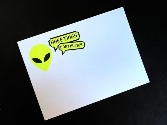 Greetings Earthlings Alien Notecard Set
