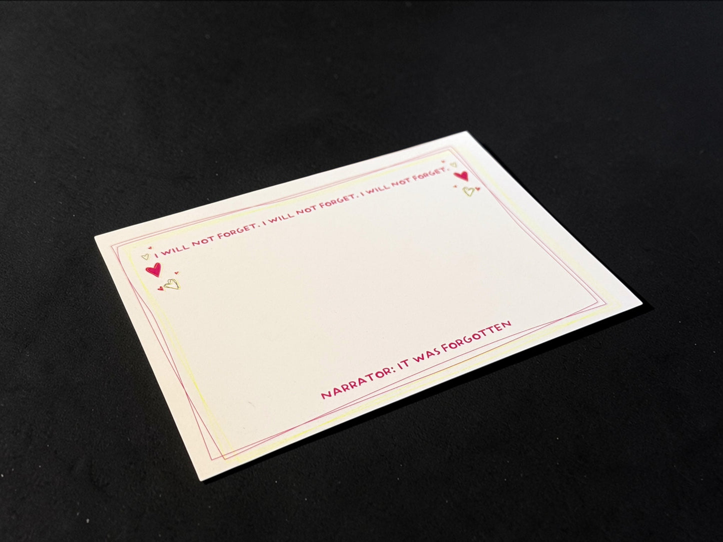 I will not forget, I will not forget, I will not forget Notecard Set