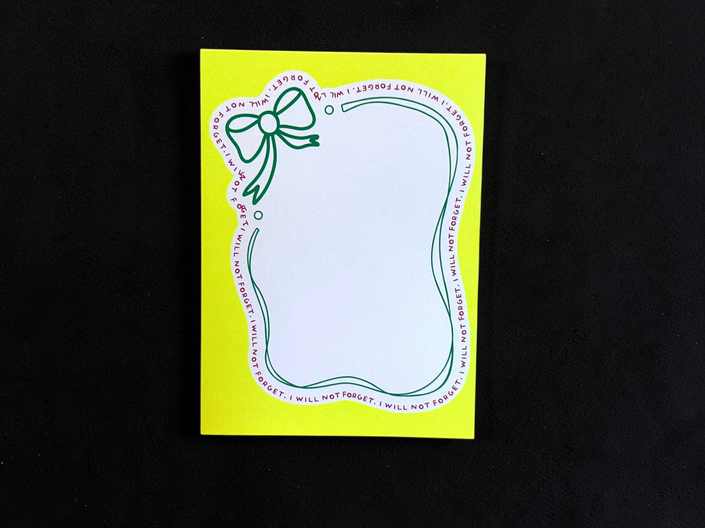 Bow I will not forget Notecard