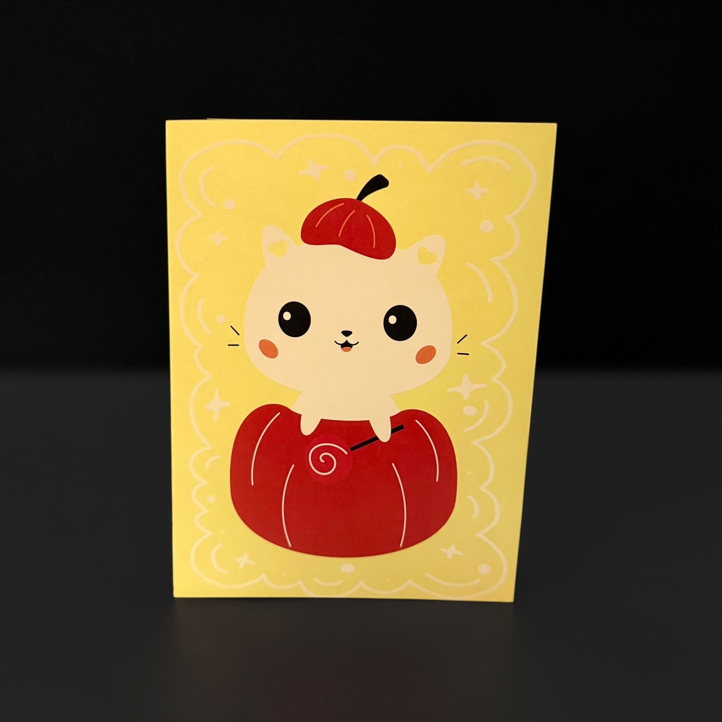 White Halloween Cat Card