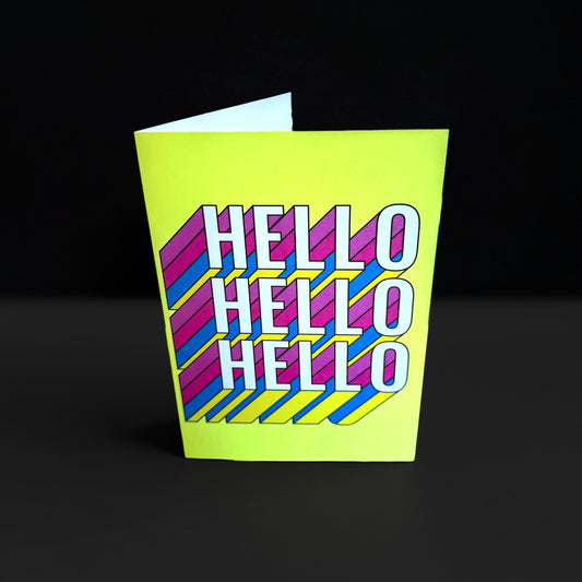Hello Hello Hello Neon Greeting Card