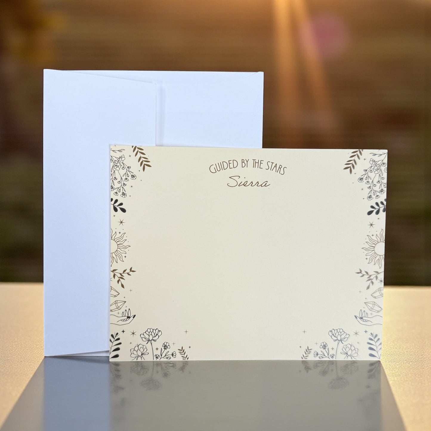 Personalized Celestial Notecards – Set of 10 Flat A2 Cards